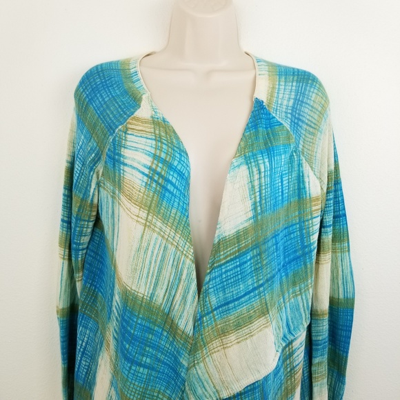 Anthropologie Sparrow Blue Plaid  Sweater Cardigan - Picture 4 of 8